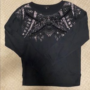 Express Size S black sequined pullover sweatshirt